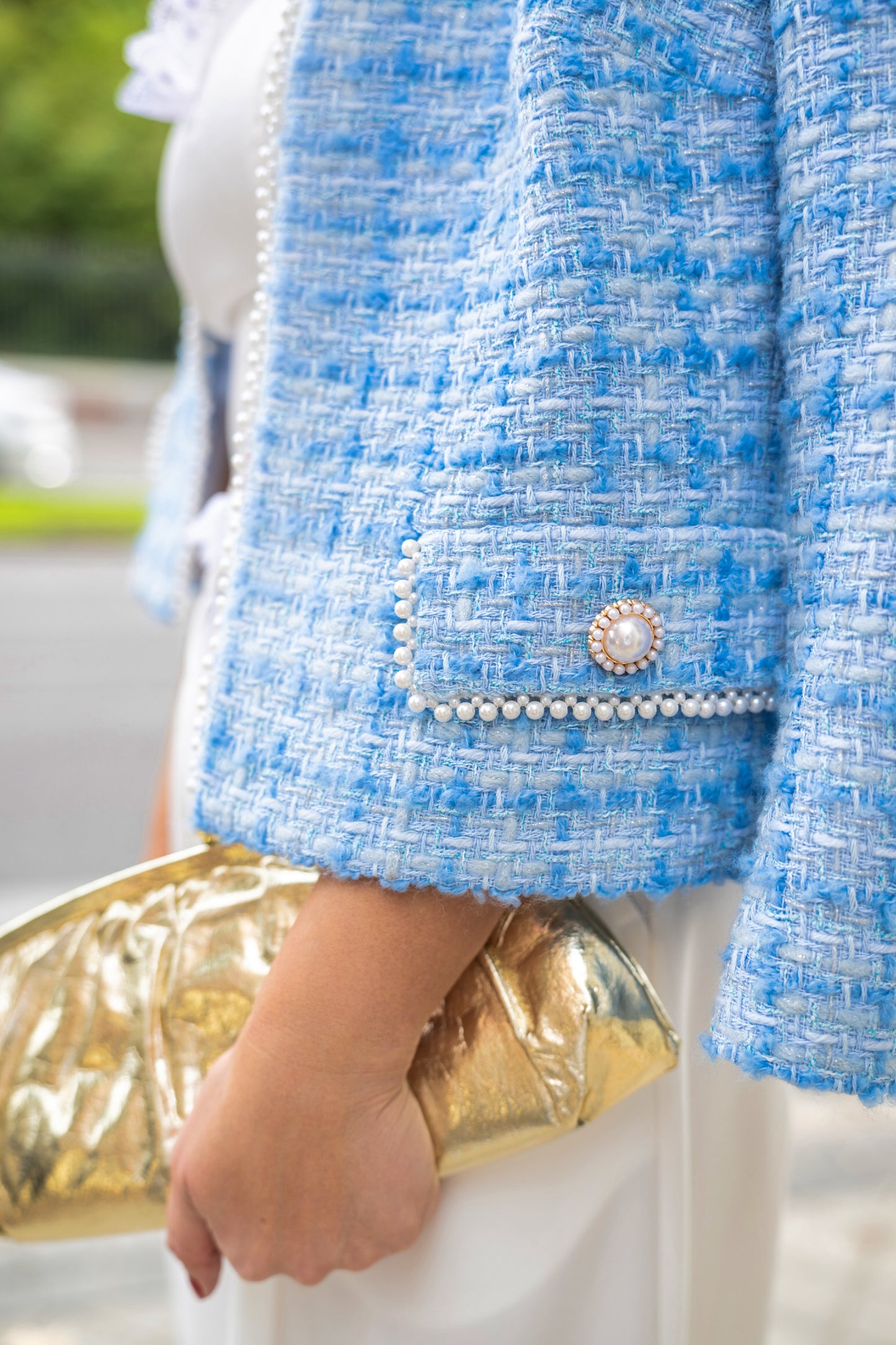 Tweed blue jacket of wool hight quality