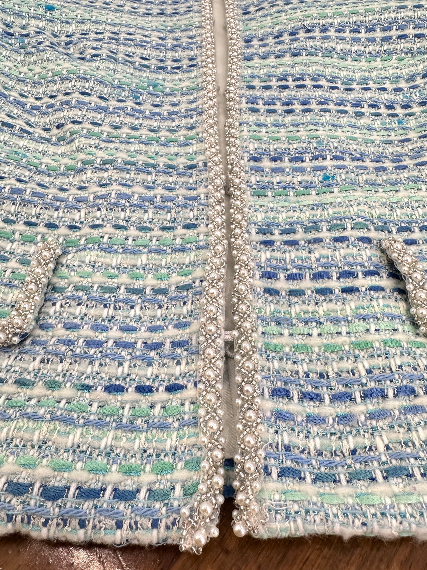 Tweed aquamarine jacket of wool hight quality