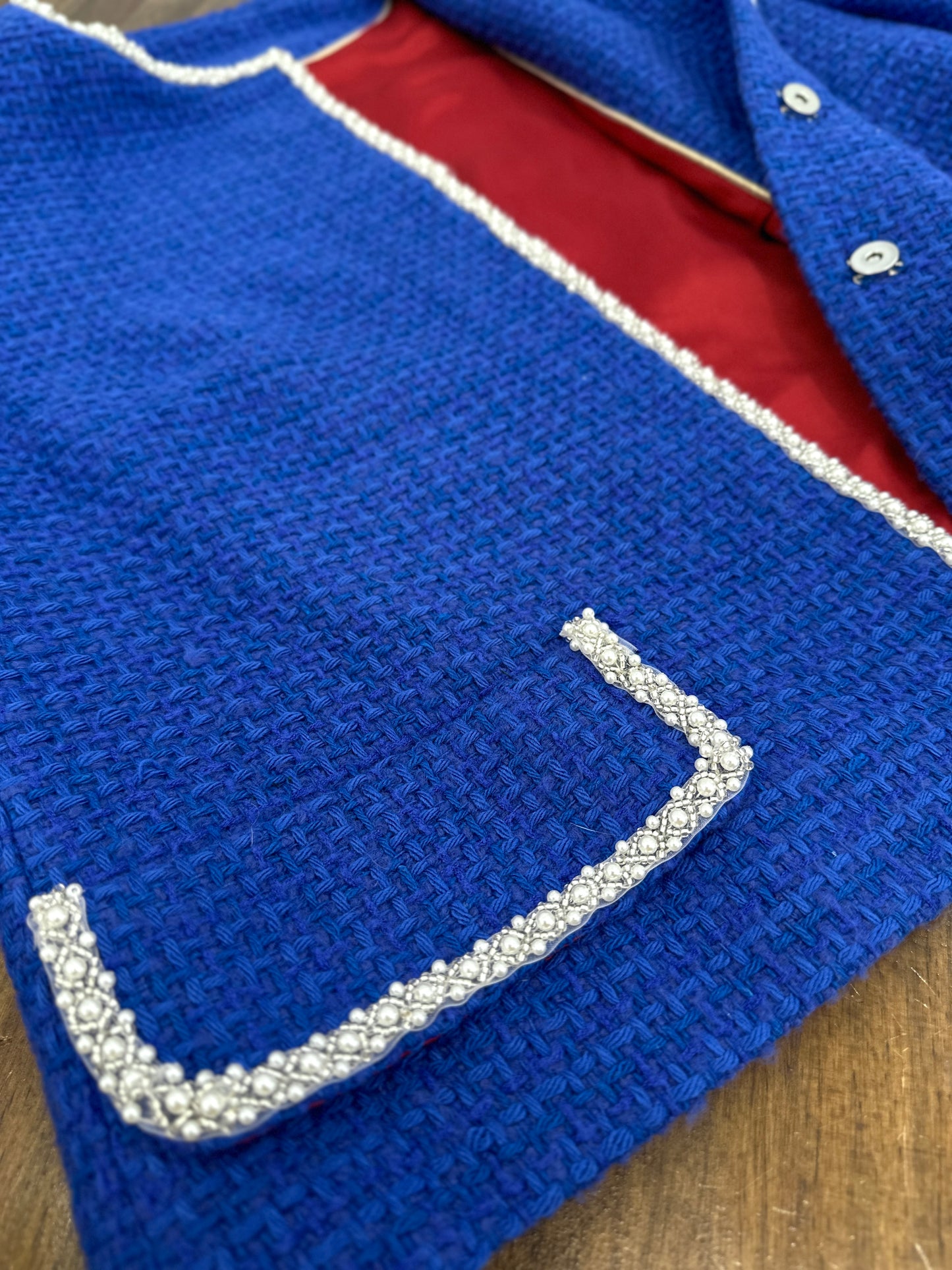Tweed blue jacket of wool hight quality