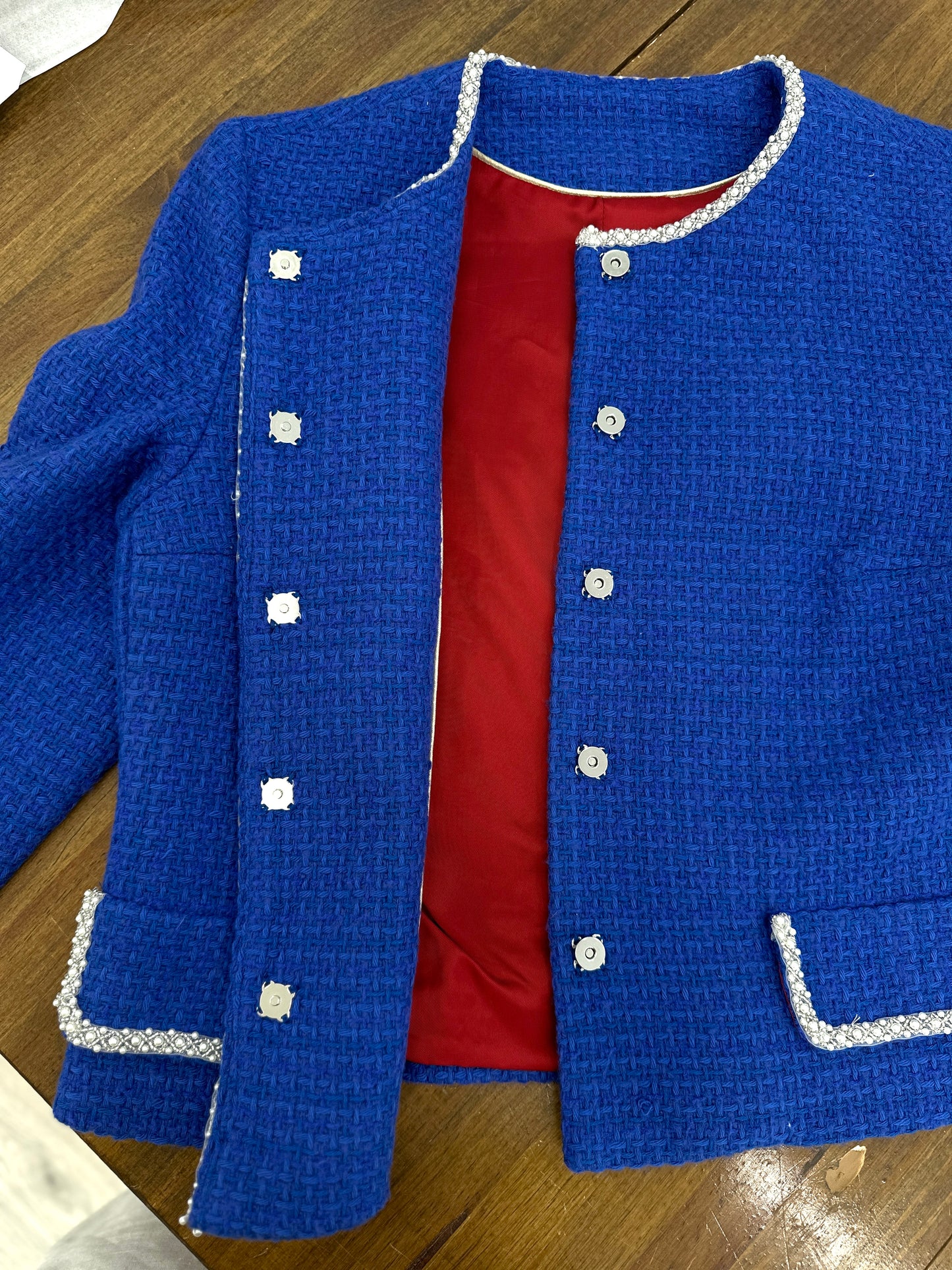 Tweed blue jacket of wool hight quality