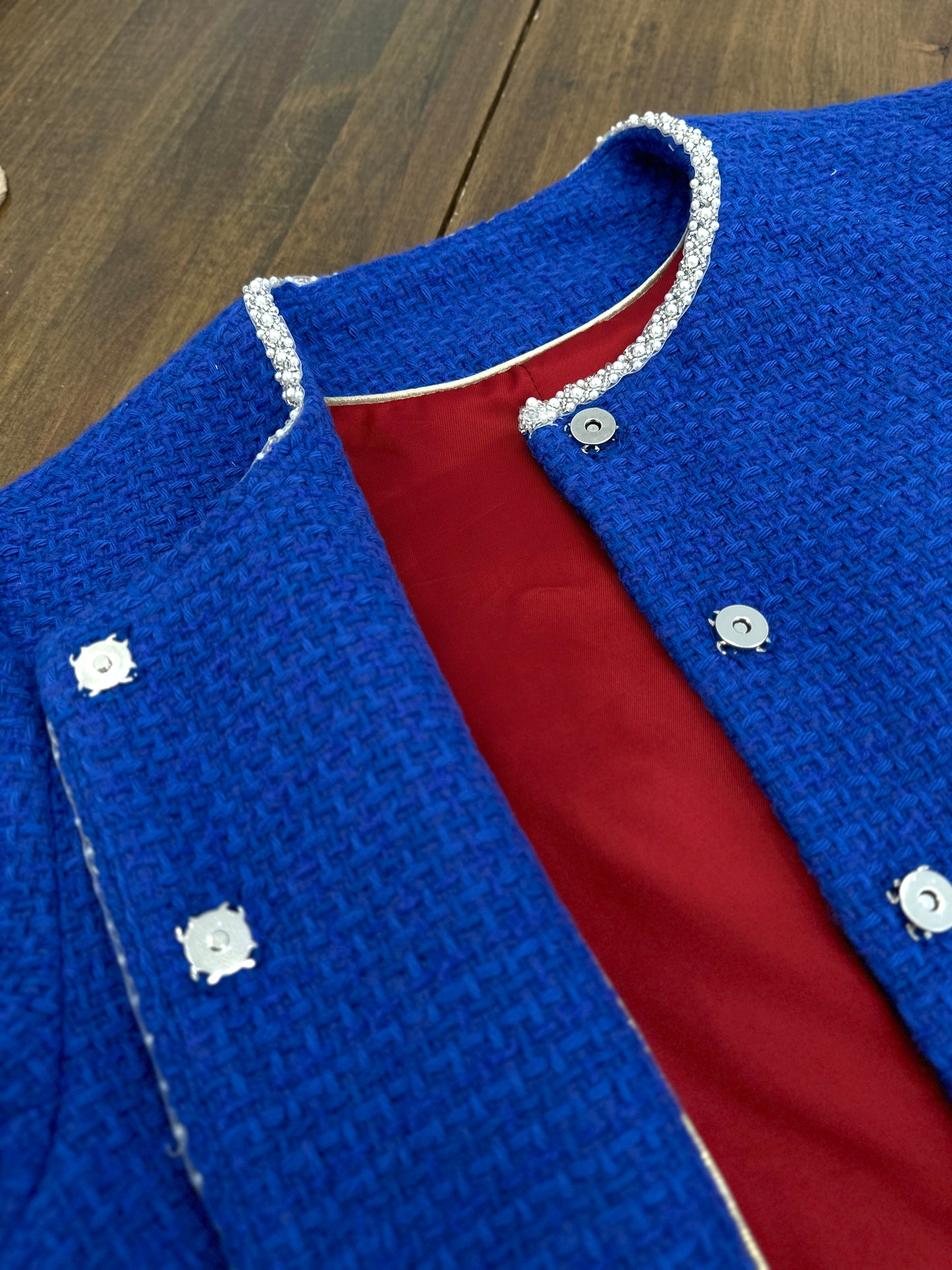 Tweed blue jacket of wool hight quality