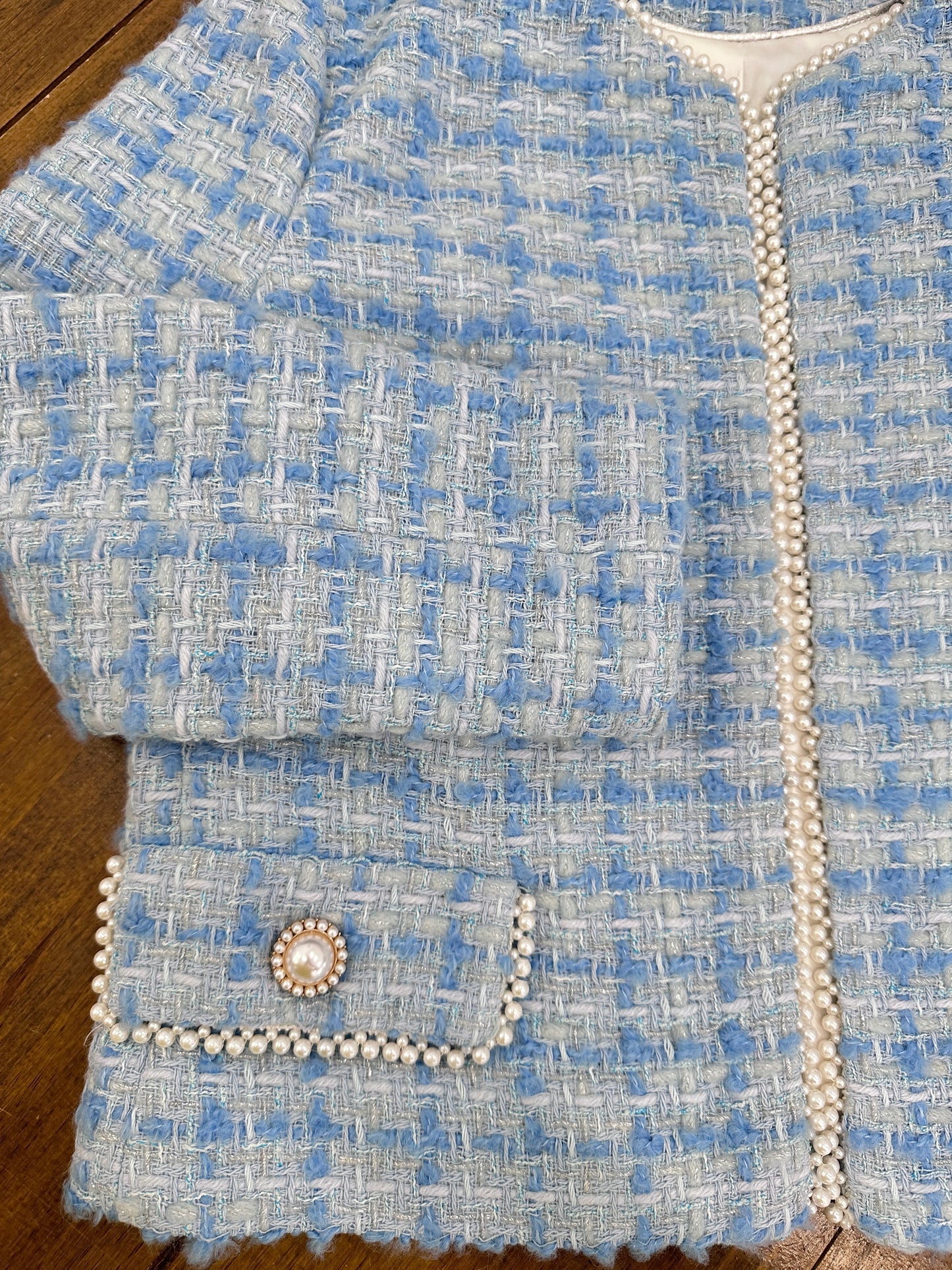 Tweed blue jacket of wool hight quality