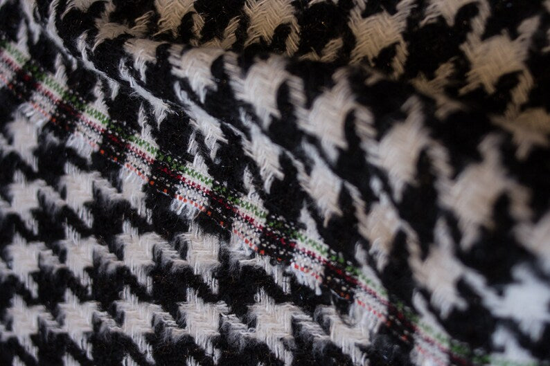 Mohair de lana blanco y negro de tweed