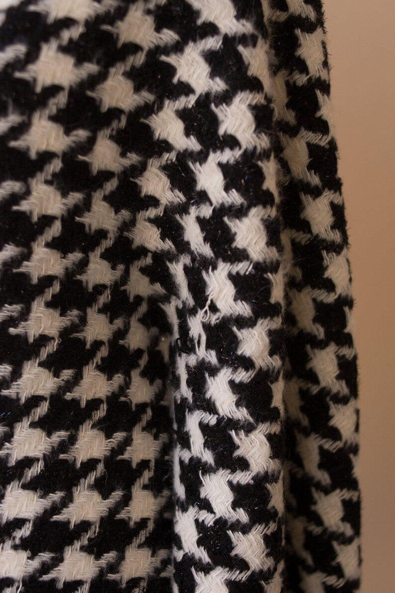 Mohair de lana blanco y negro de tweed