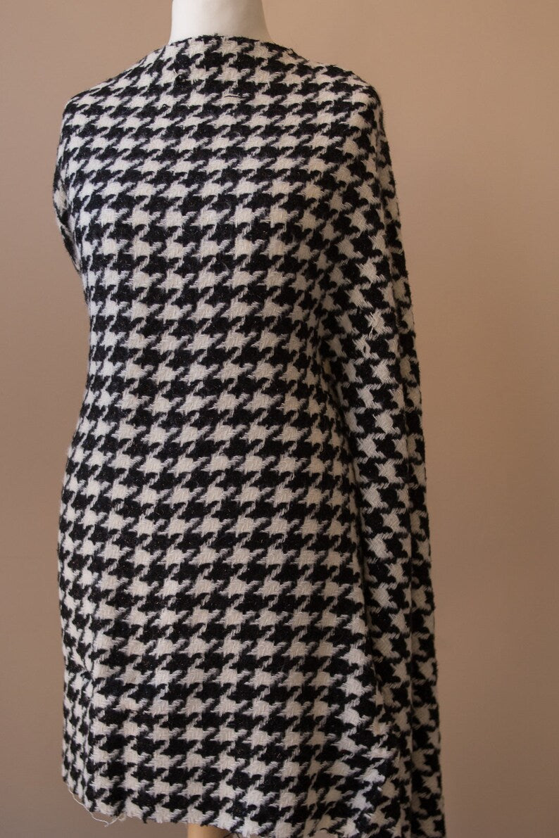Mohair de lana blanco y negro de tweed