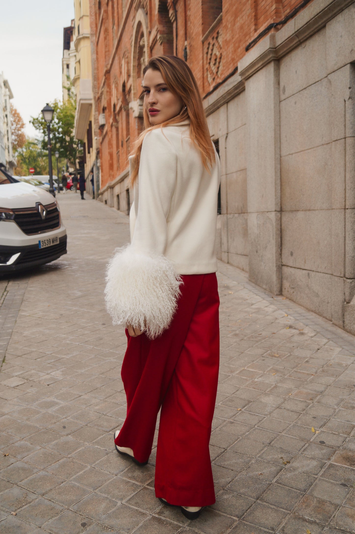 SHORT ALPACA COAT WITH NATURAL FUR