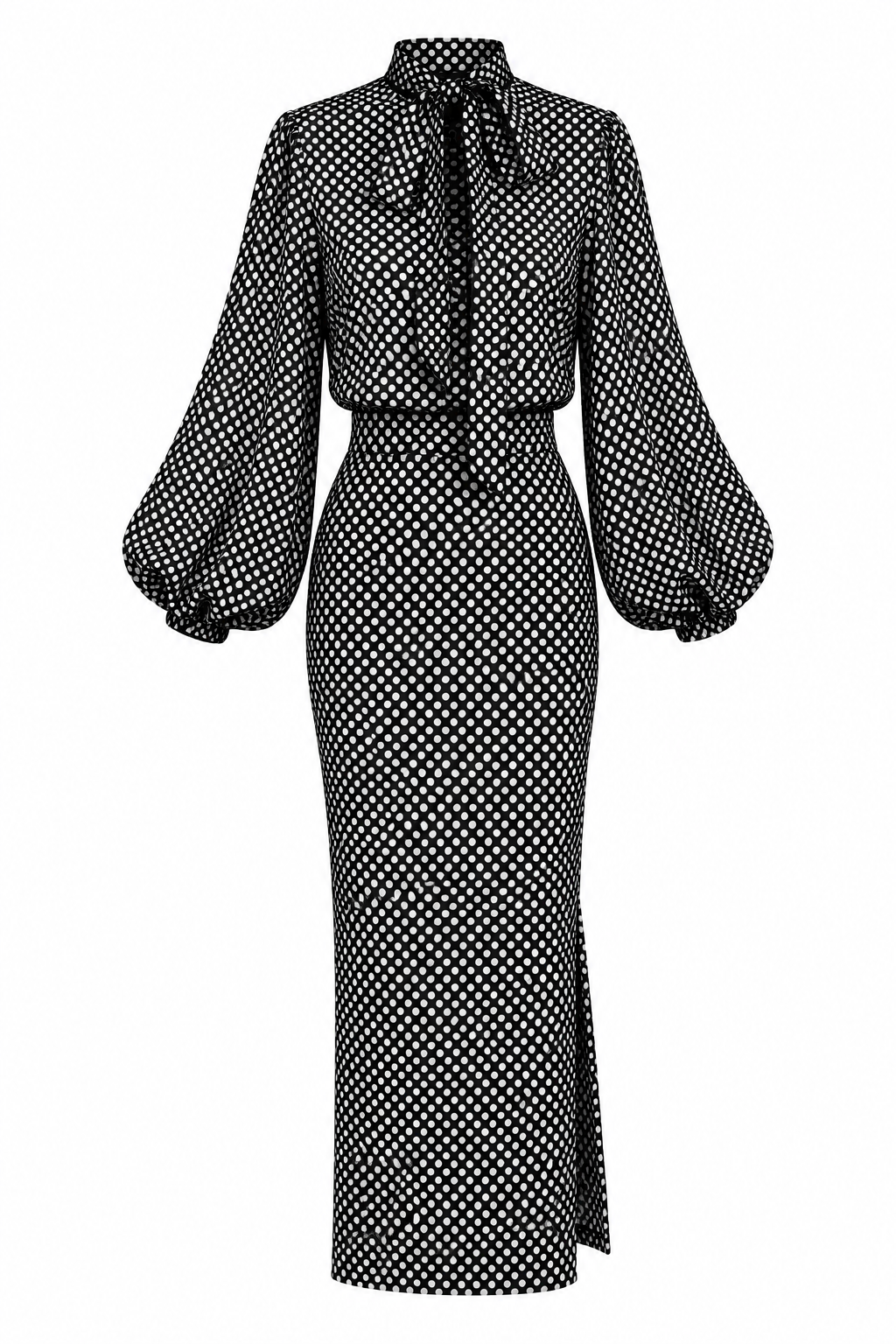POLKA DOT BLOUSE, CORSET & MIDI SKIRT SET