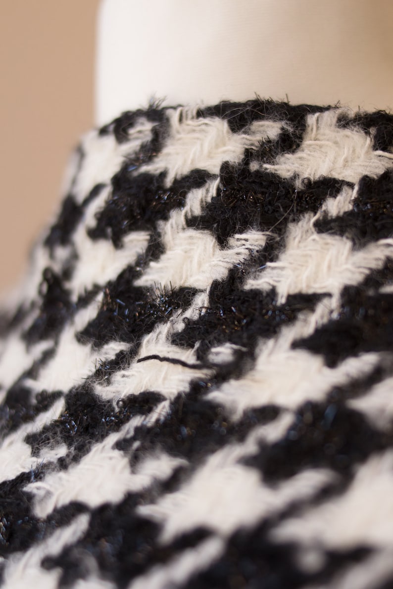 Mohair de lana blanco y negro de tweed